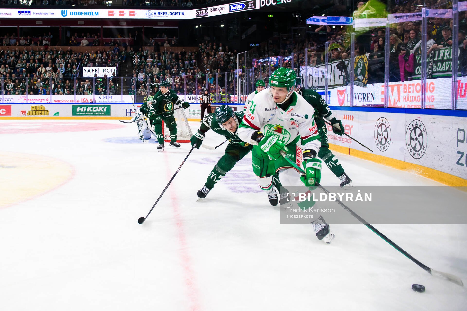 Färjestads Joel Kellman och Rögles Henry Bowlby