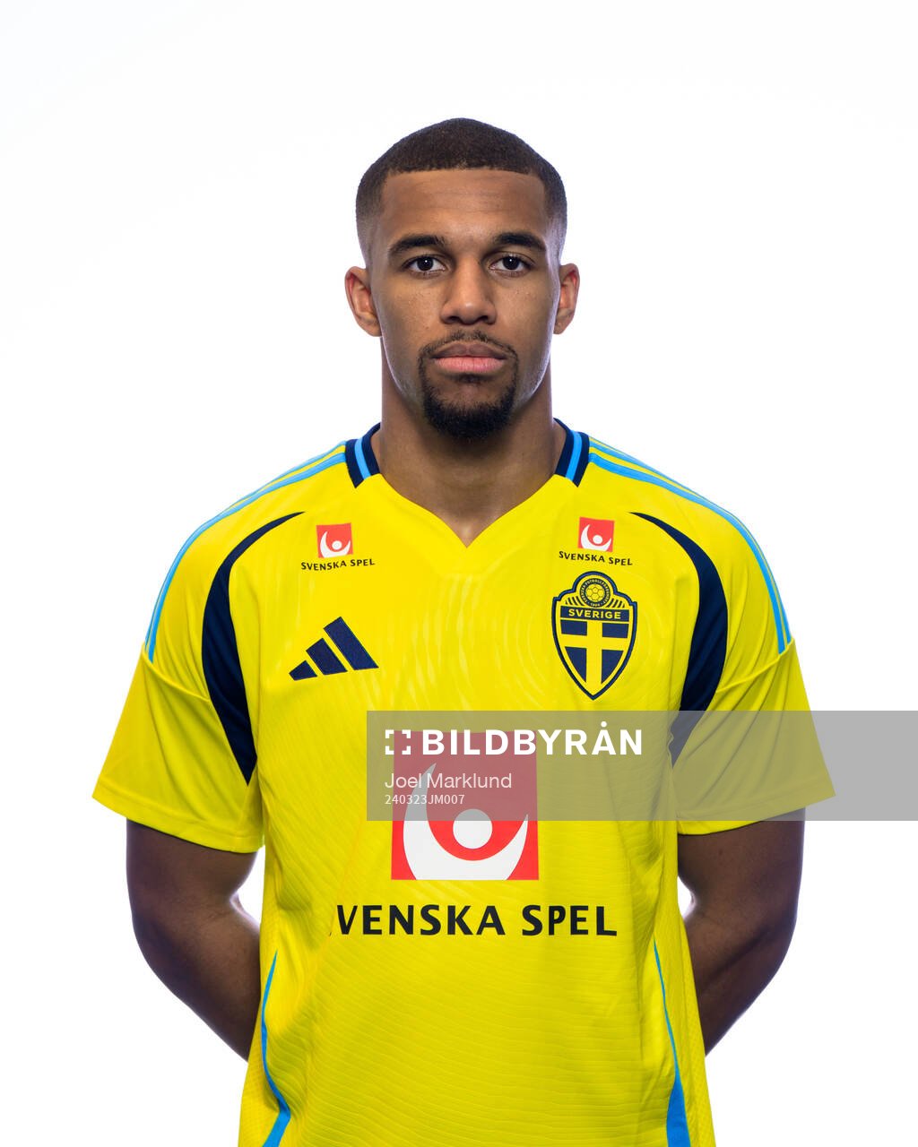 Isak Hien of the Swedish men's national football team poses
