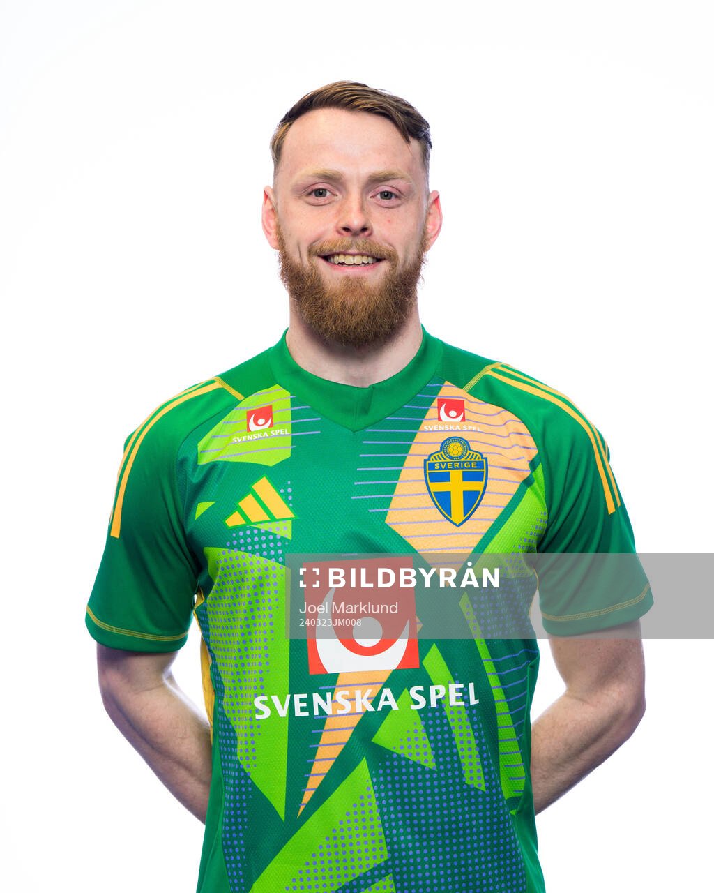 Goalkeeper Viktor Johansson of the Swedish men's national