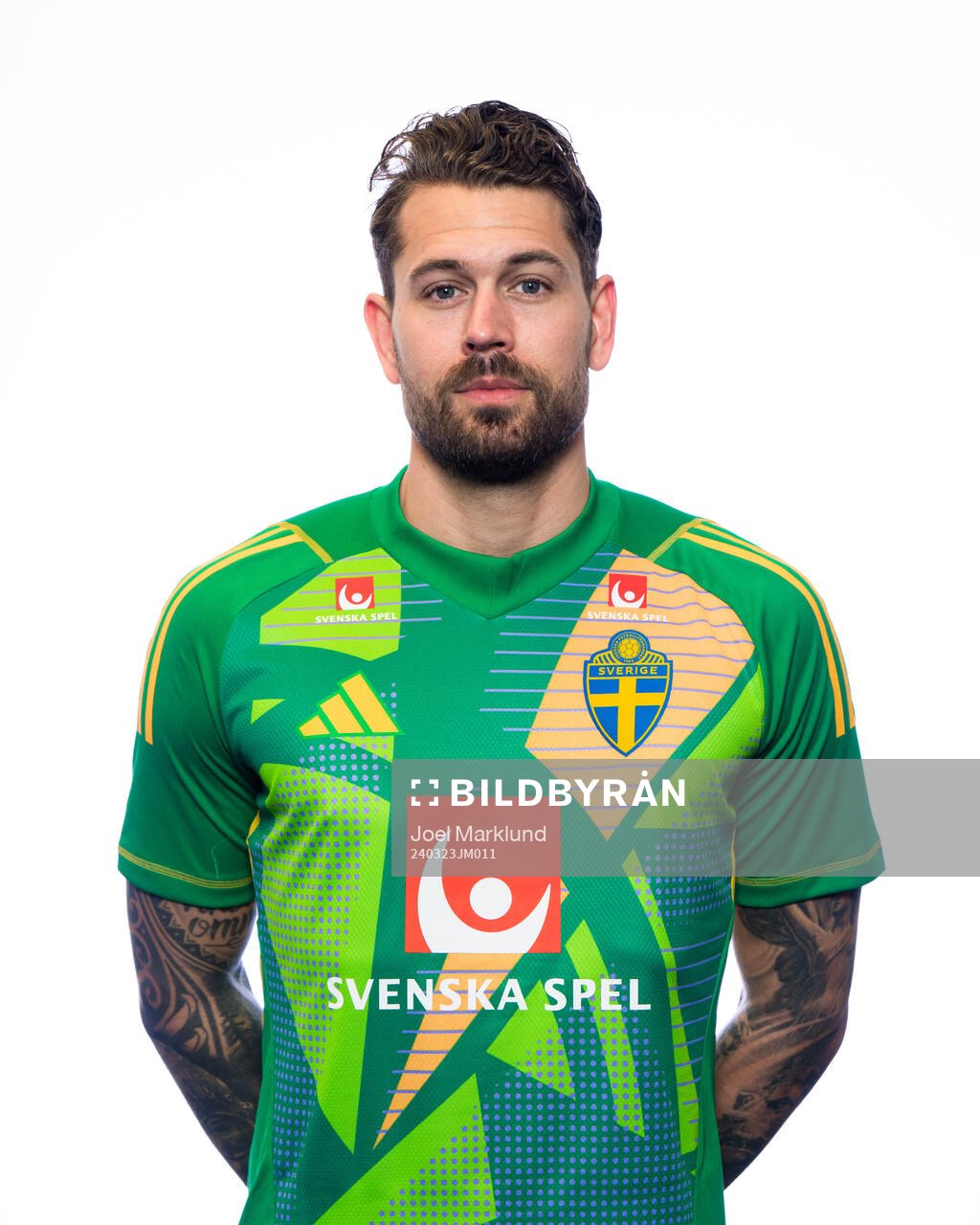 Goalkeeper Kristoffer Nordfeldt of the Swedish men's