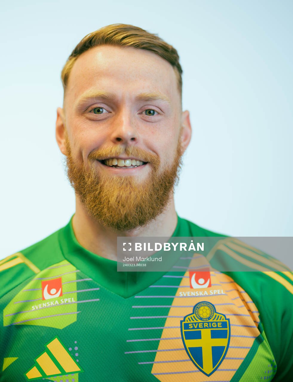 Goalkeeper Viktor Johansson of the Swedish men's national