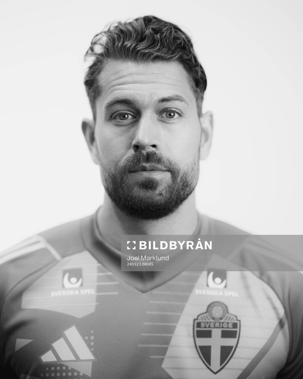 Goalkeeper Kristoffer Nordfeldt of the Swedish men's national football team poses for a portrait on March 23, 2024 in Stockholm. 