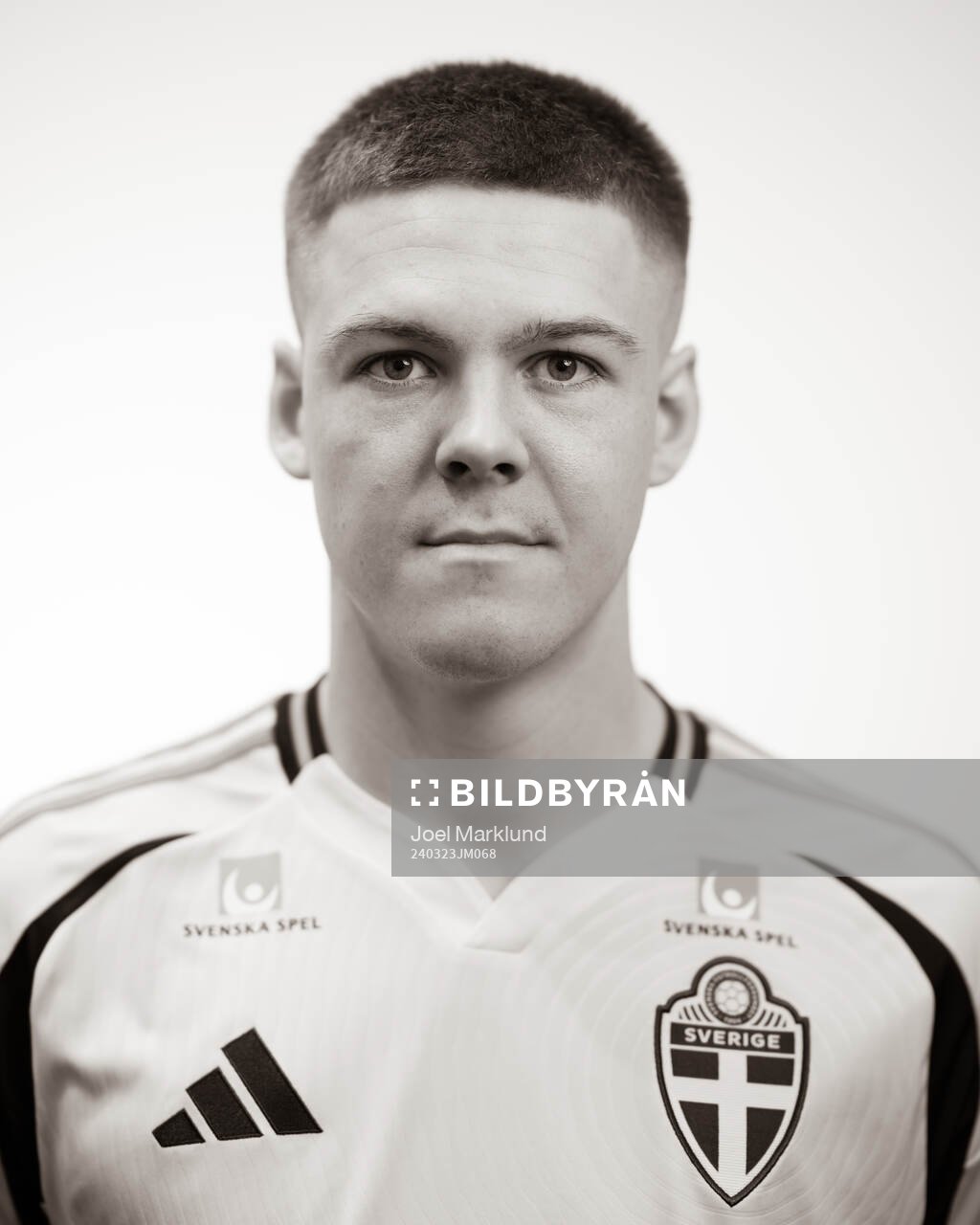 Emil Holm of the Swedish men's national football team poses