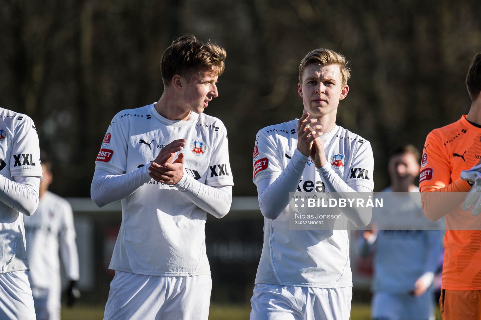 Helsingborgs Lukas Kjellnäs och William Westerlund jublar