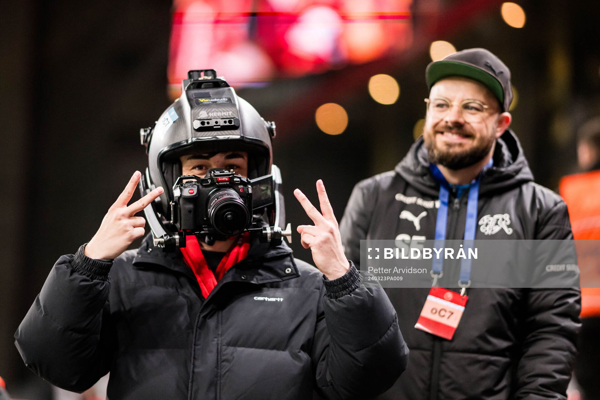 A man with a special helmet with a camera