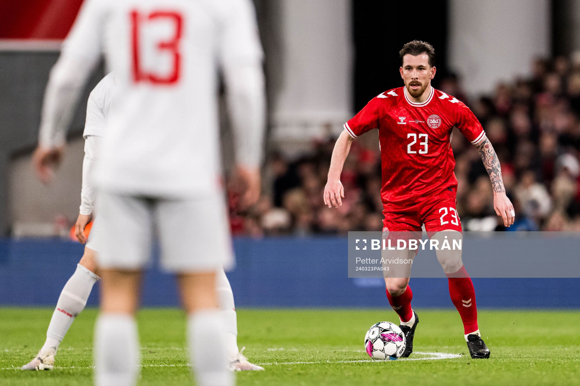 Pierre-Emilie Højbjerg of Denmark during the international friendly football match between Denmark and Switzerland on March 23, 2024 in Copenhagen.