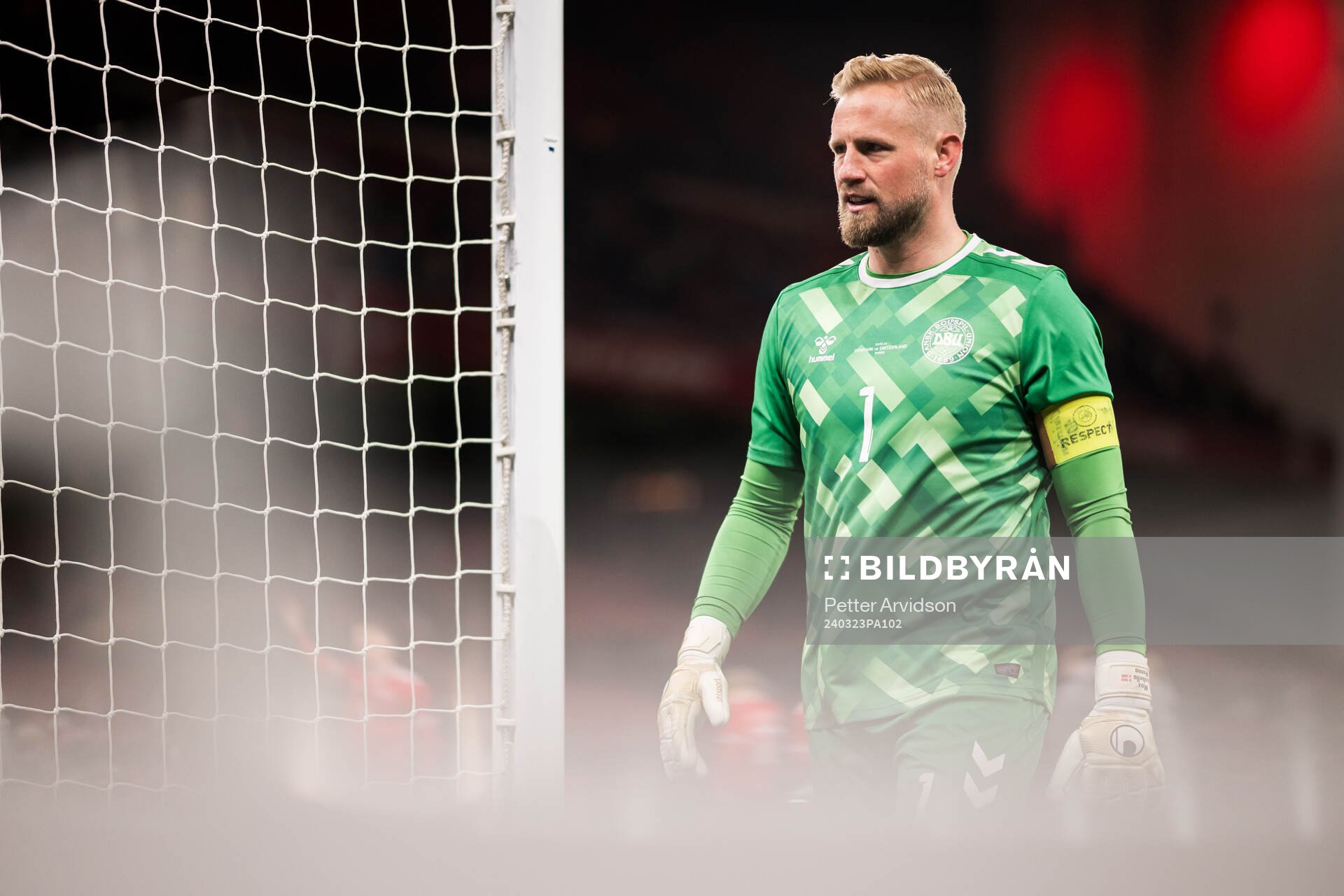 Goalkeeper Kasper Schmeichel of Denmark