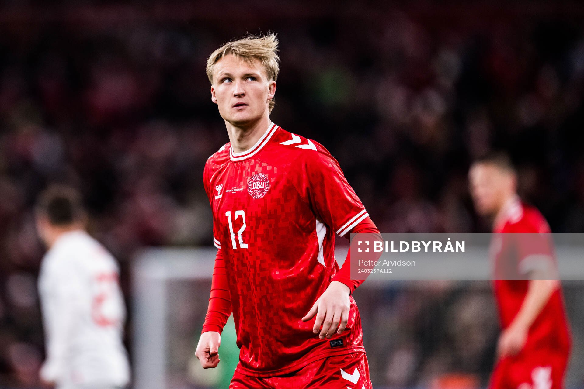 Kasper Dolberg of Denmark during the international friendly football match between Denmark and Switzerland on March 23, 2024 in Copenhagen.
