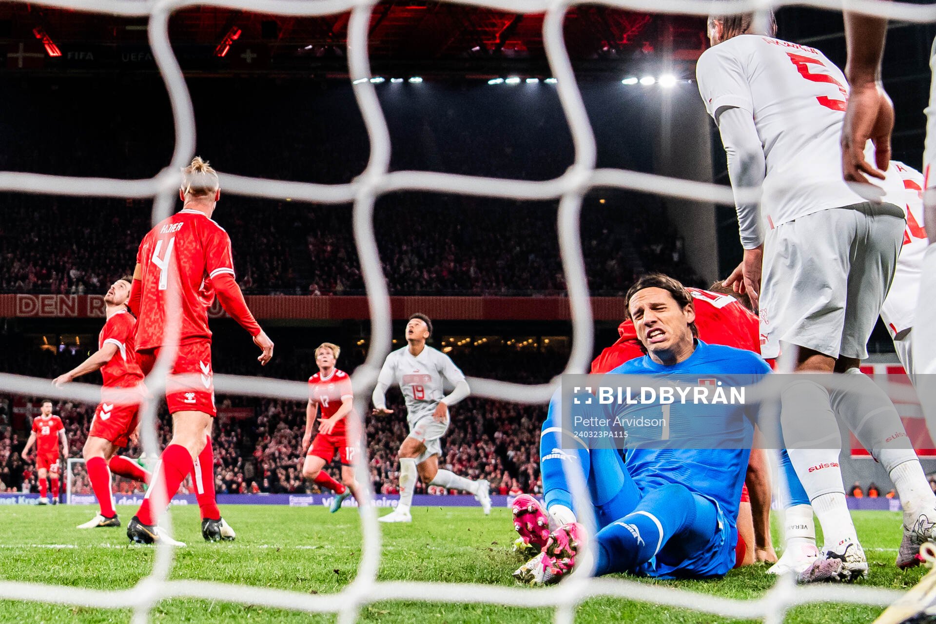 Goalkeeper Yann Sommer of Switzerland hurt his ankle in