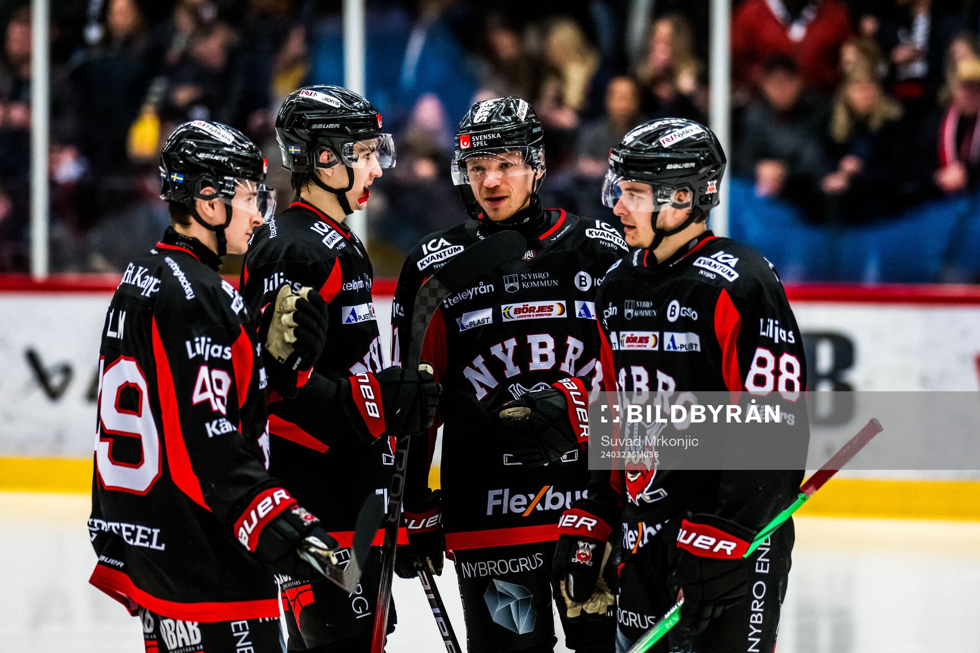 Nybros Kalle Holm, Niklas Nilsson, Rihards Marenis och