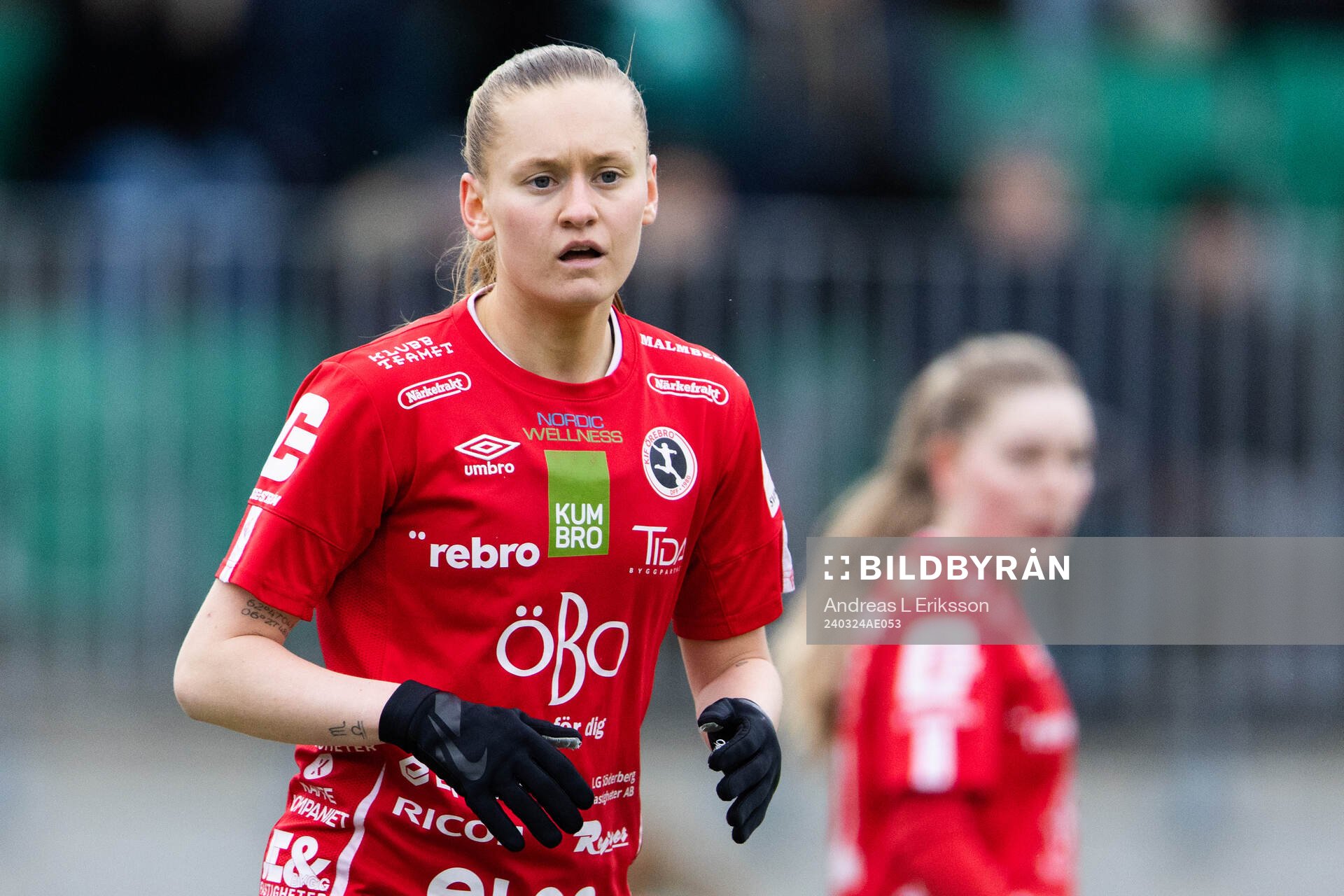 Örebros Nora Harnes Håheim under fotbollsmatchen i Svenska Cupen mellan Hammarby och Örebro den 24 mars 2024 i Stockholm. 