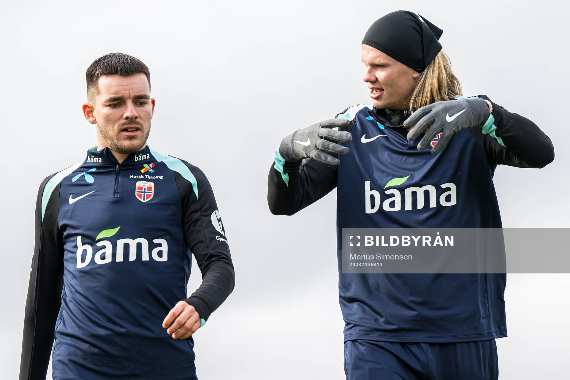 Hugo Vetlesen and Erling Braut Haaland of the Norwegian