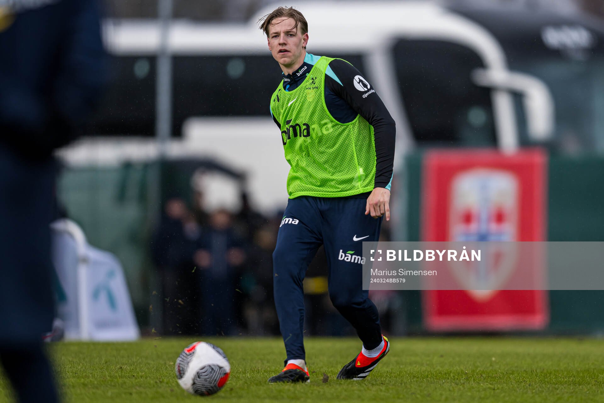 Jesper Daland of the Norwegian national football team during a training session on March 24, 2024 in Lillestrøm. 