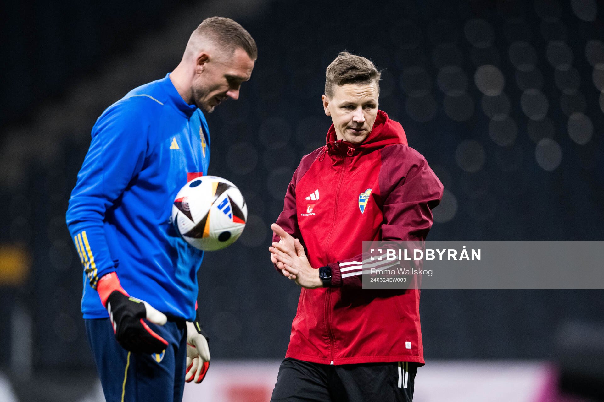 Goalkeeper Robin Olsen and Goalkeeper coach Maths Elfvendal