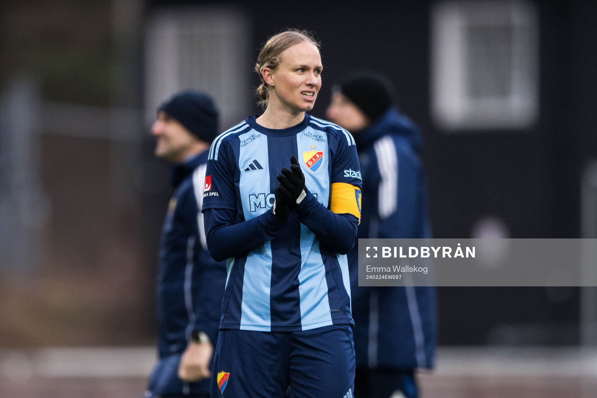 Djurgårdens Matilda Plan efter fotbollsmatchen i Svenska Cupen mellan Djurgården och AIK den 24 mars 2024 i Stockholm. 