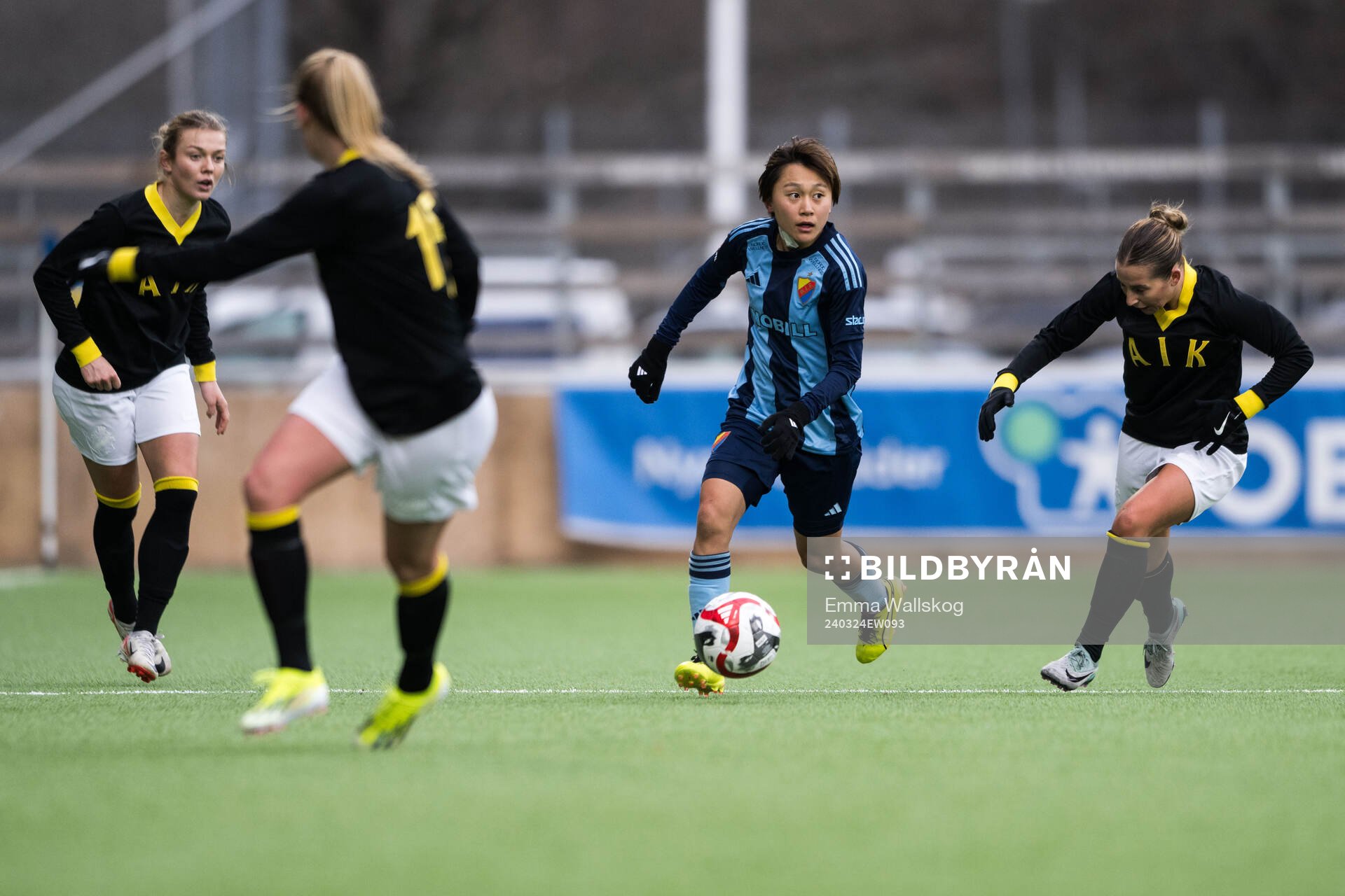 Djurgårdens Shinomi Koyama under fotbollsmatchen i Svenska Cupen mellan Djurgården och AIK den 24 mars 2024 i Stockholm. 