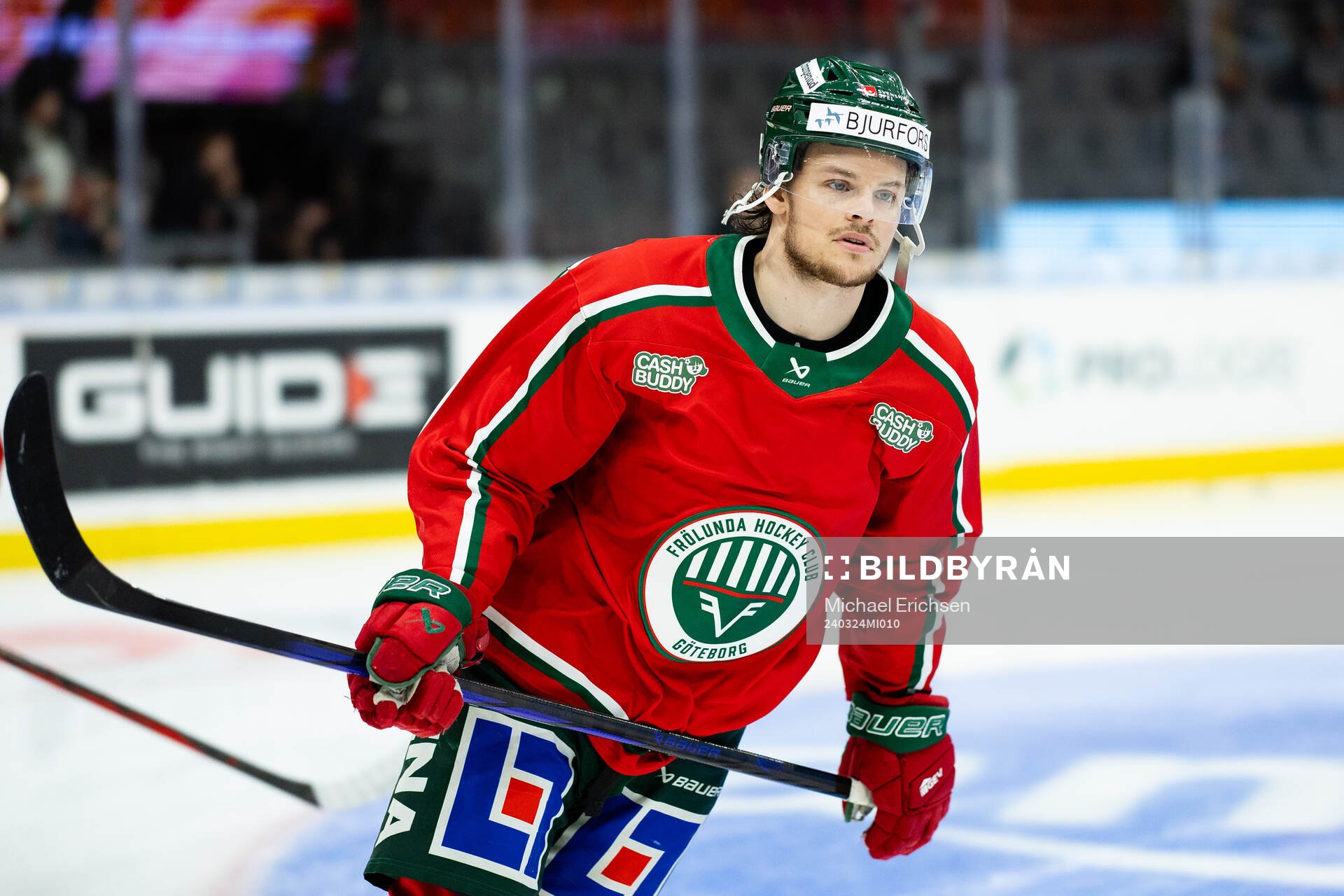 Frölundas Malte Strömwall innan kvartsfinal två i SHL