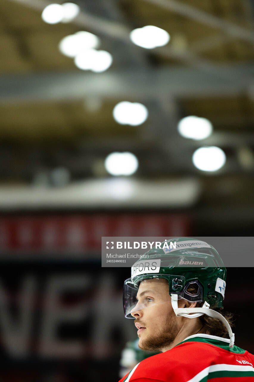 Frölundas Malte Strömwall innan kvartsfinal två i SHL