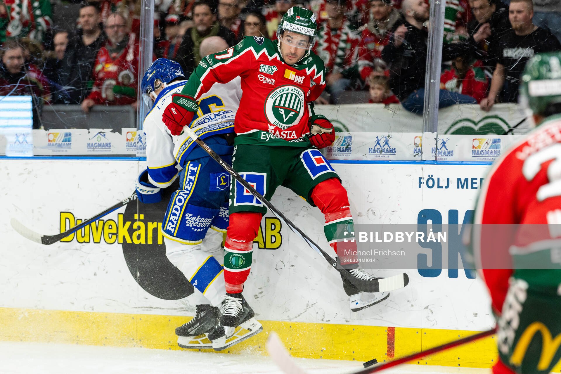 Leksands Patrik Norén och Frölundas Jayden Halbgewachs
