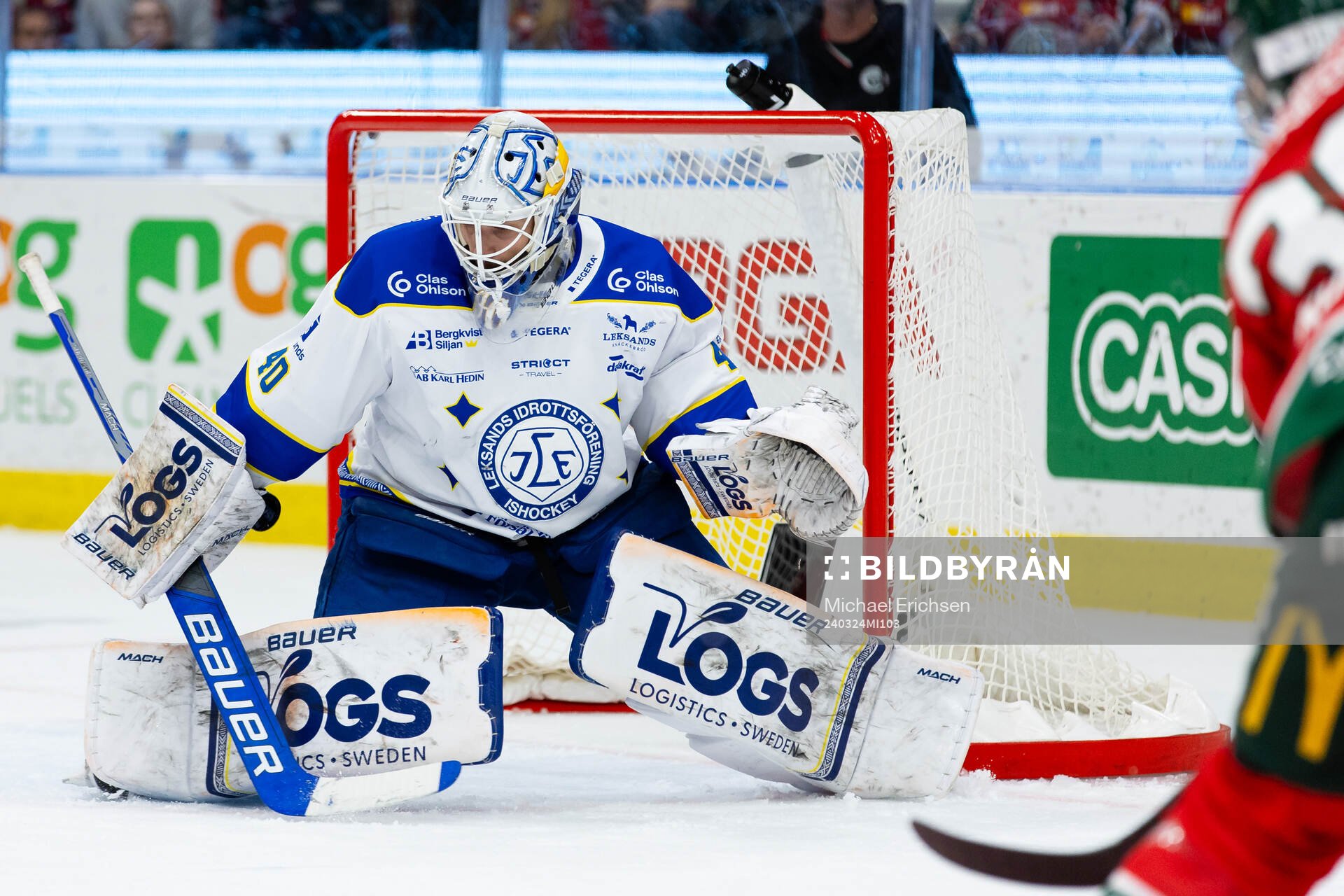 Frölundas Mikael Ruohomaa skjuter 3-2 i mål bakom
