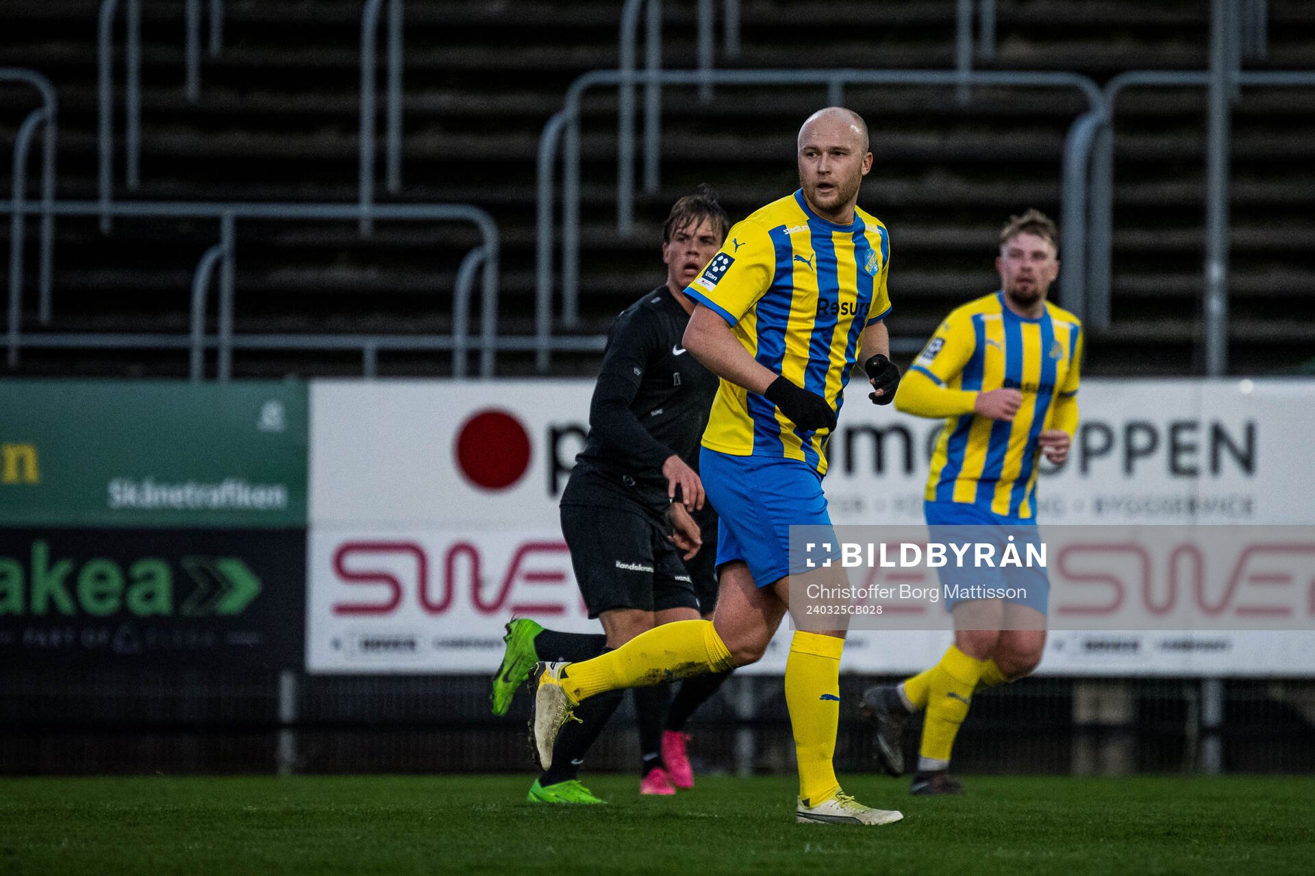 Eskilsminne IFs Christian Ljungberg under träningsmatchen i fotboll mellan Landskrona BOIS och Eskilsminne IF den 25 mars 2024 i Landskrona.