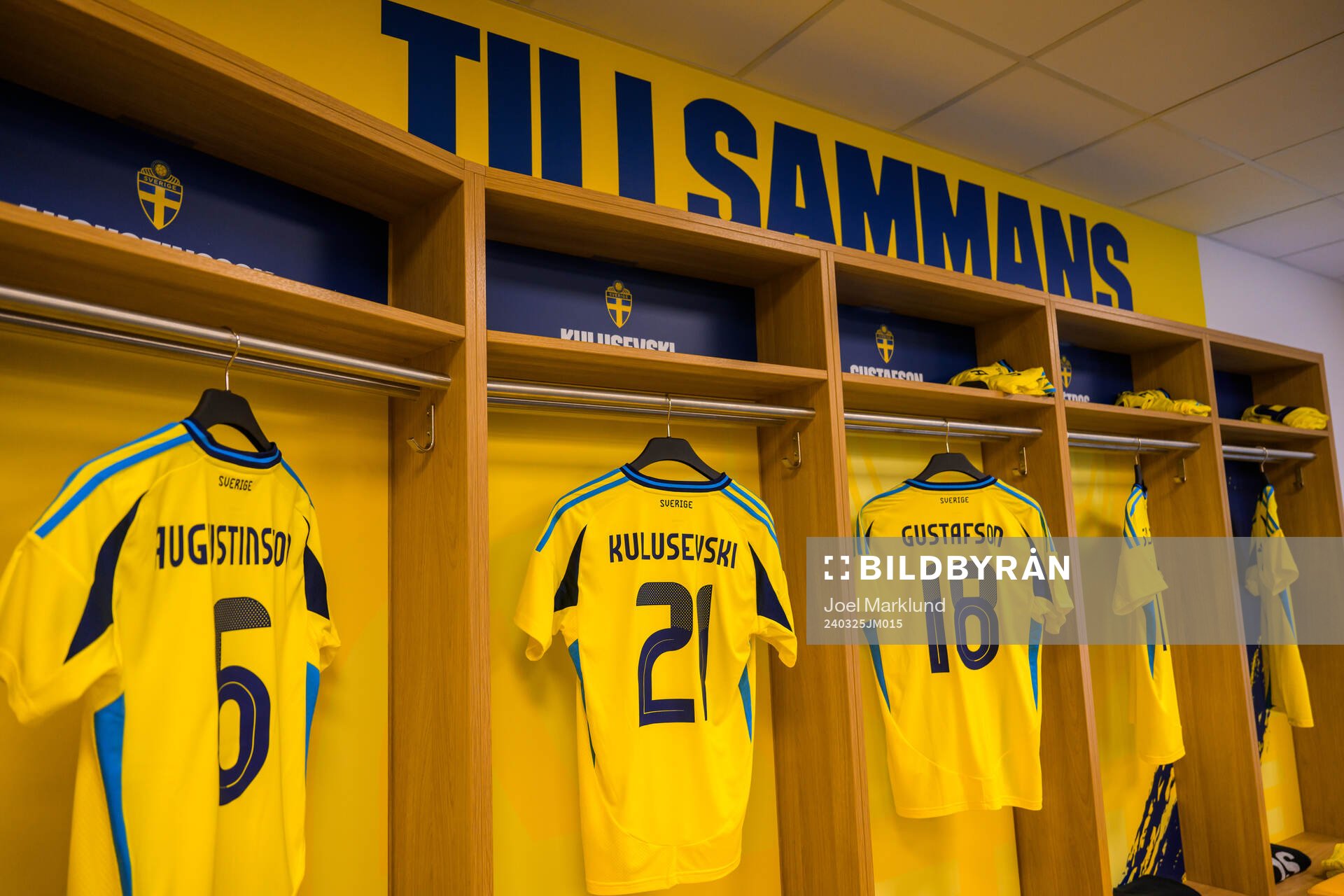 Jerseys of Ludwig Augustinsson, Dejan Kulusevski and Samuel