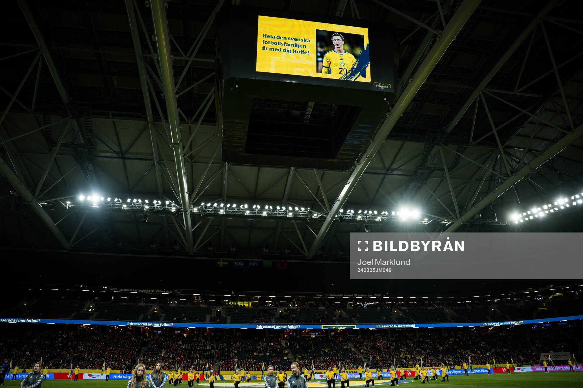 A message to hospitalised player Kristoffer Olsson is shown
