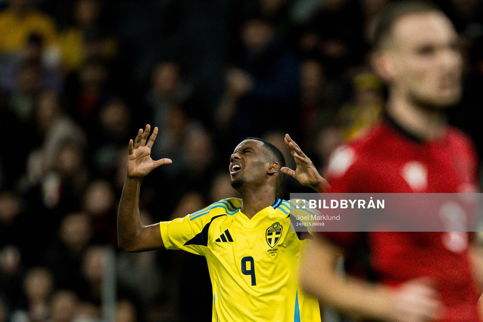 Alexander Isak of Sweden reacts