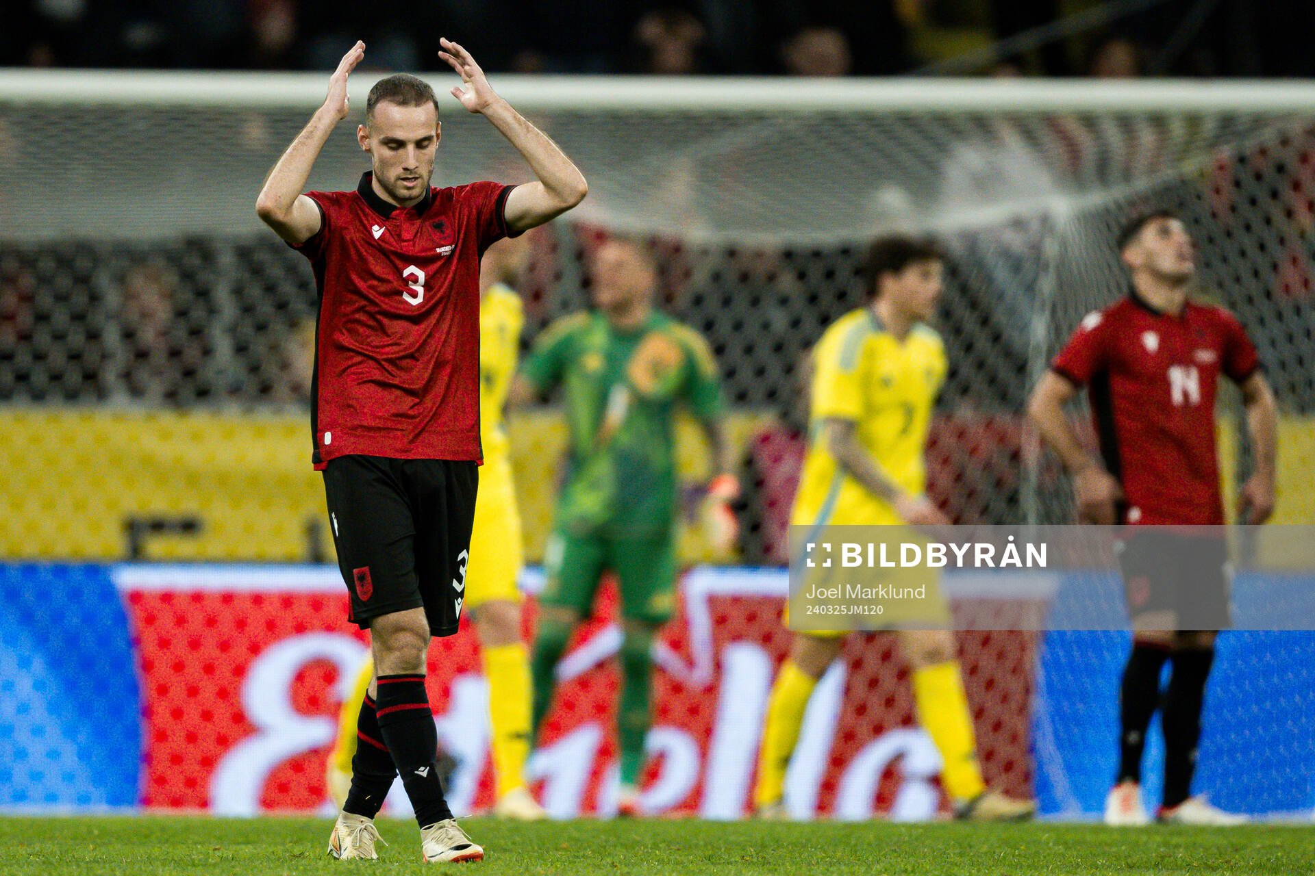 Mario Mitaj of Albania looks dejected
