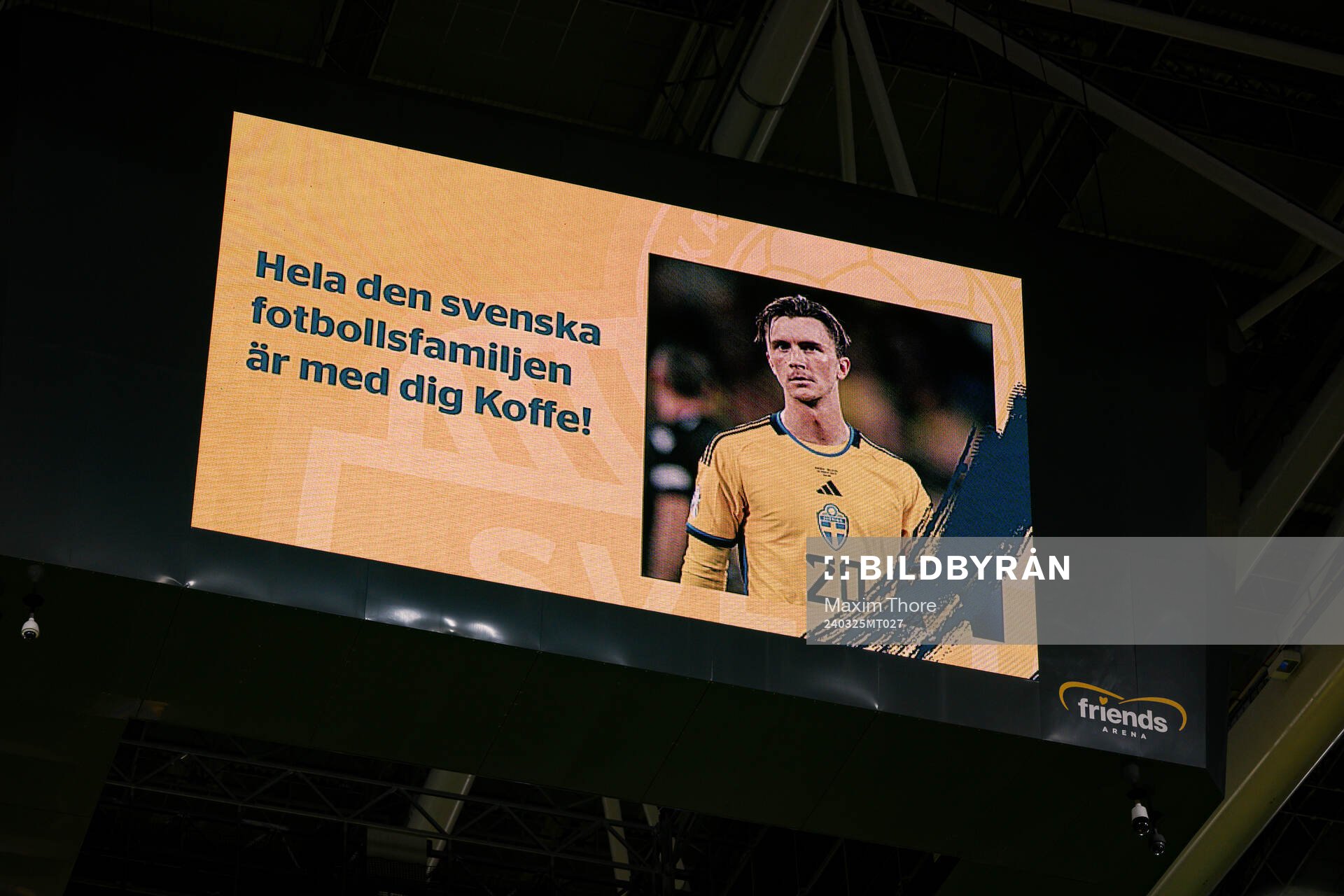A message to hospitalised player Kristoffer Olsson is shown