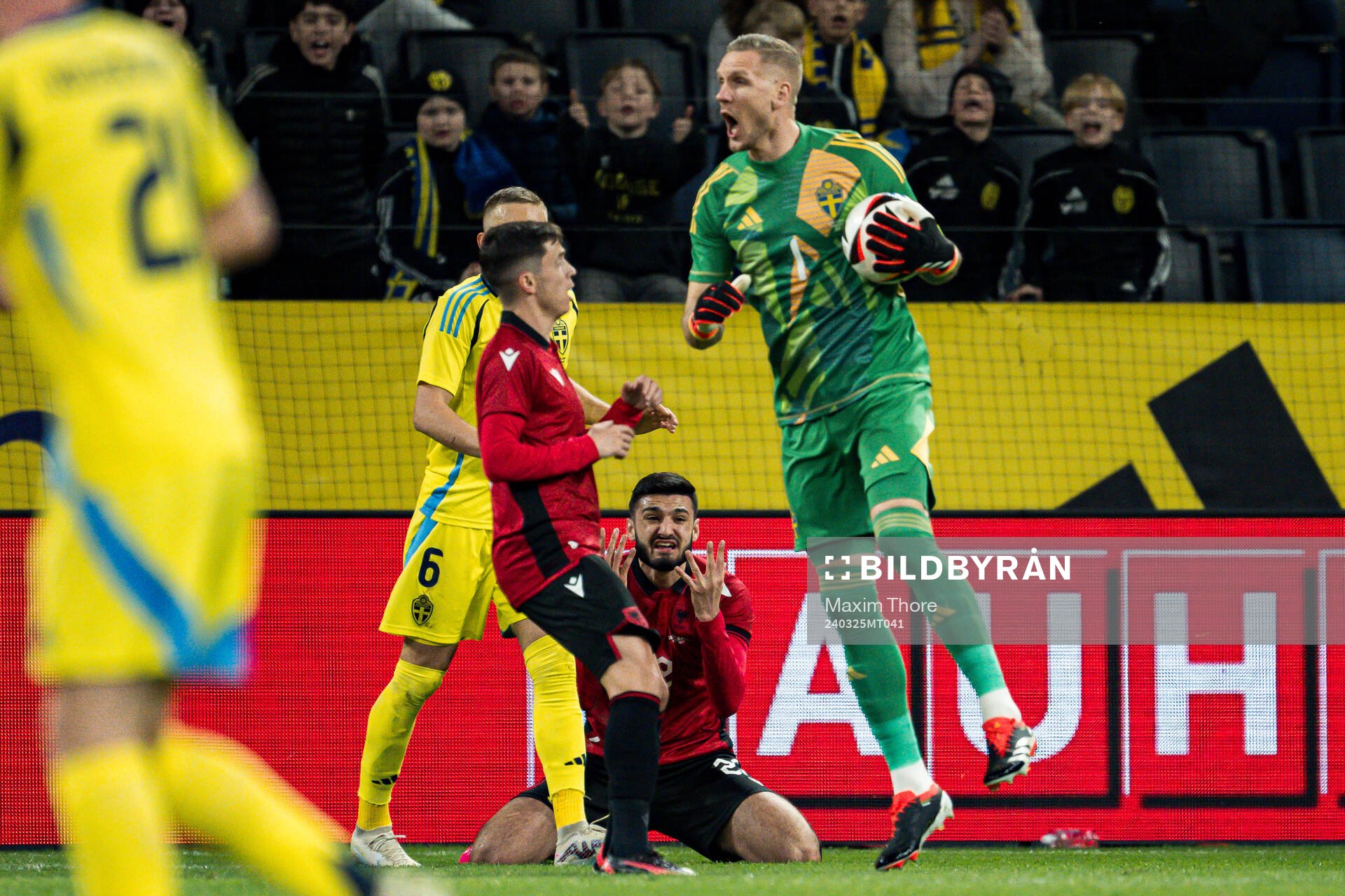 Armando Broja of Albania and Jasir Asani reacts infront of