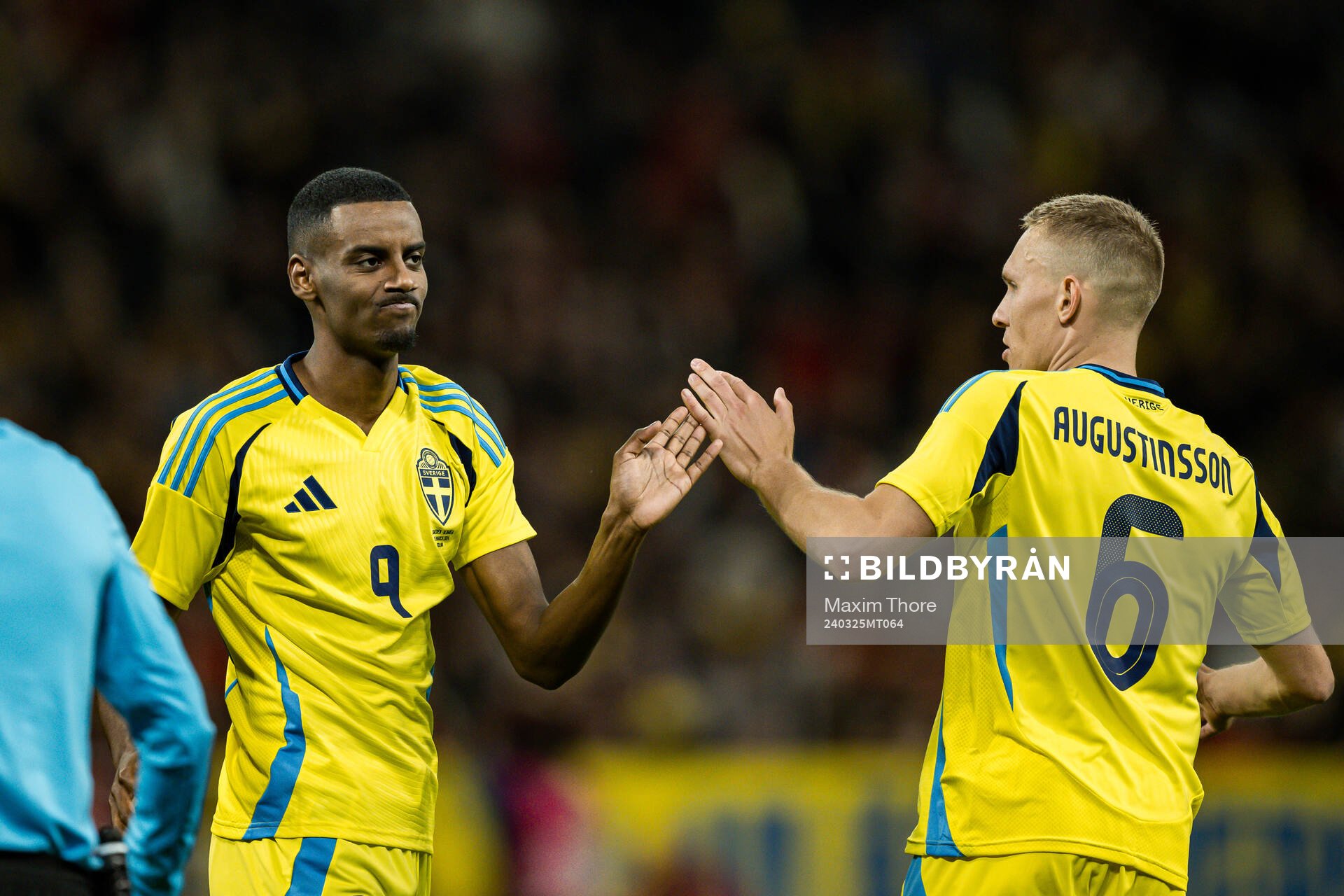 Alexander Isak and Ludwig Augustinsson of Sweden