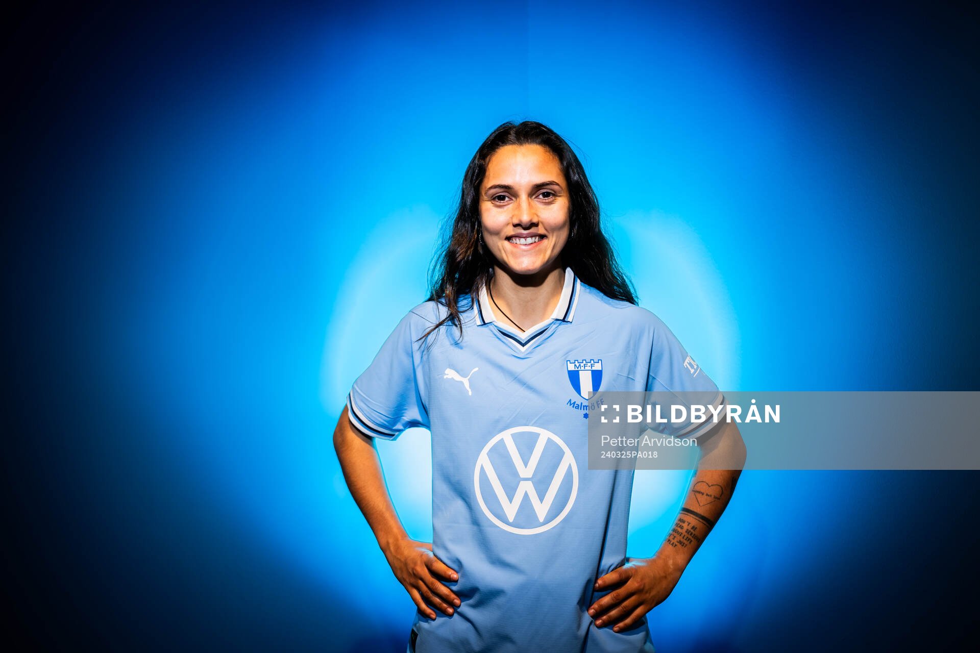 Malmö FF presenterar Mafalda Barboz som ny spelare under en porträttfotografering den 25 mars 2024 i Malmö. 