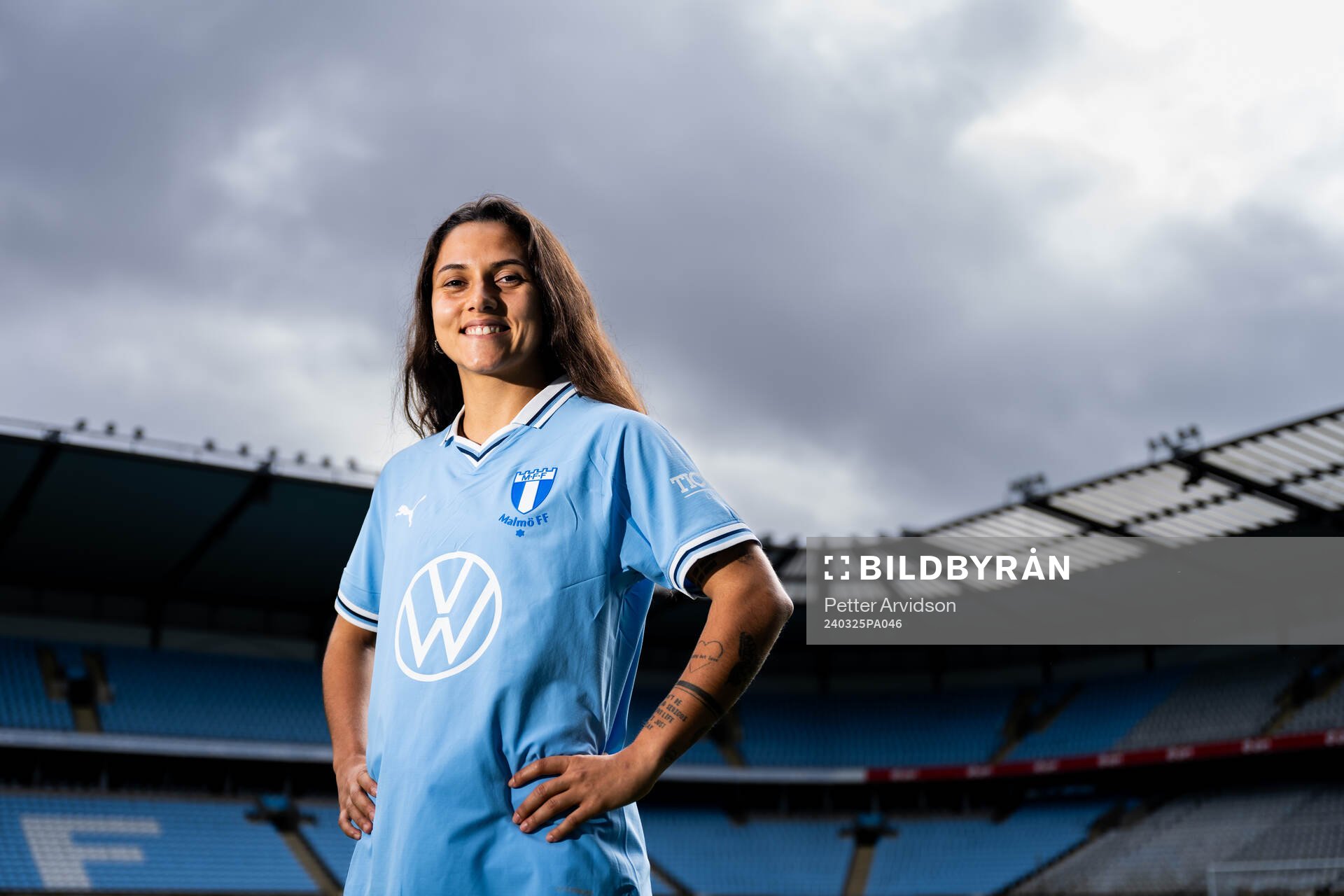 Malmö FF presenterar Mafalda Barboz som ny spelare under en porträttfotografering den 25 mars 2024 i Malmö. 
