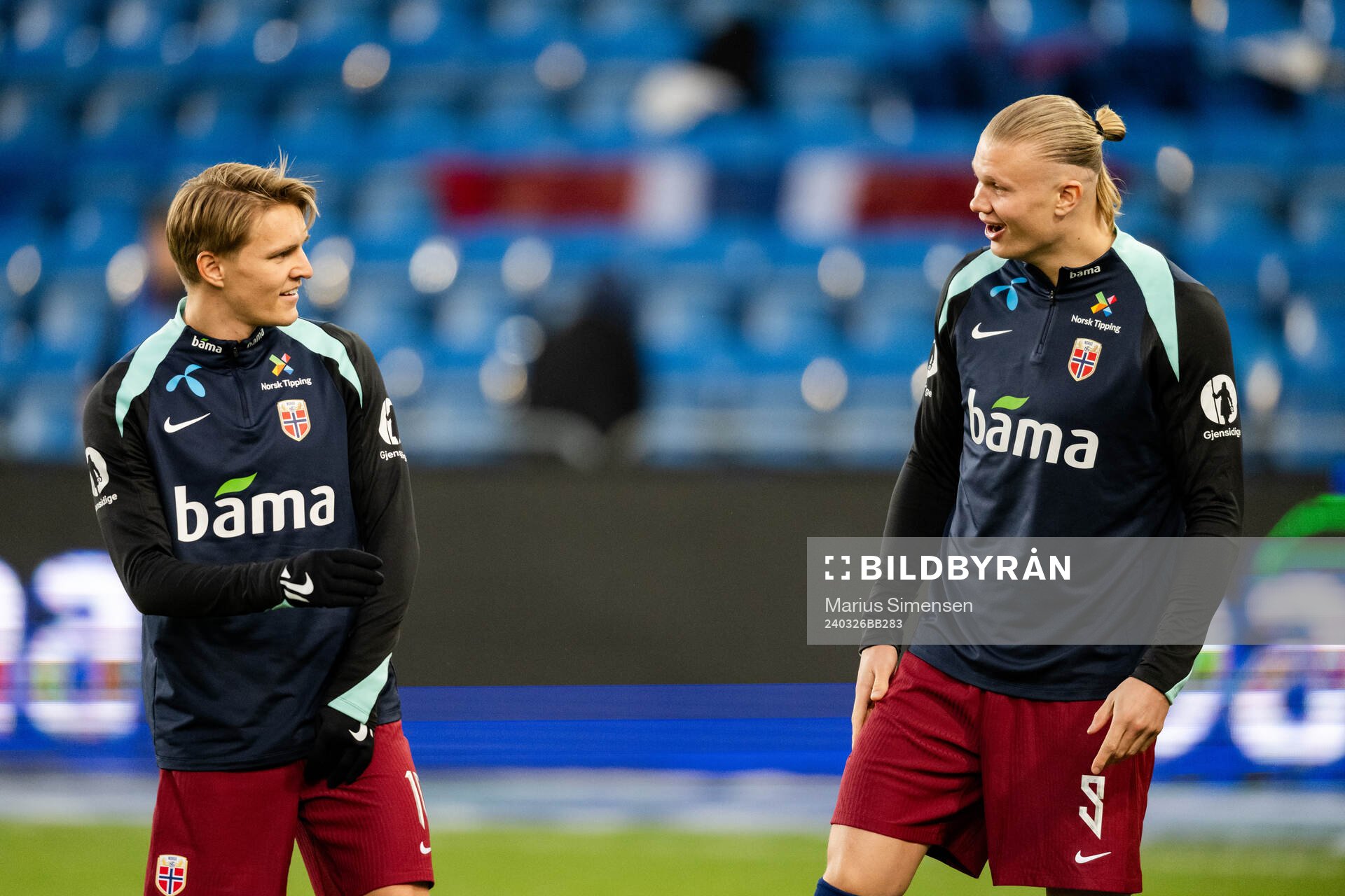 Martin Ødegaard and Erling Braut Haaland of Norway