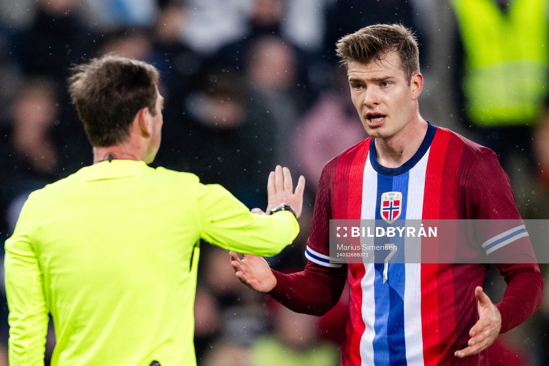 Alexander Sørloth of Norway reacts