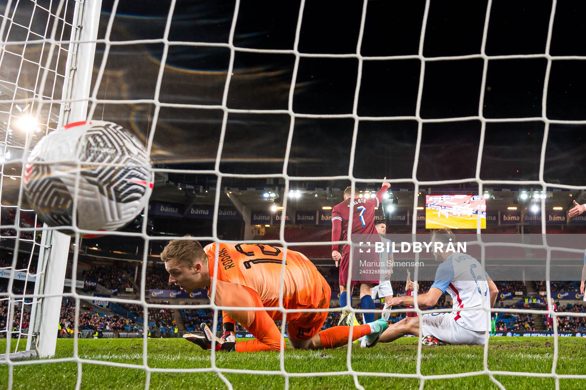 Alexander Sørloth of Norwat celebrates