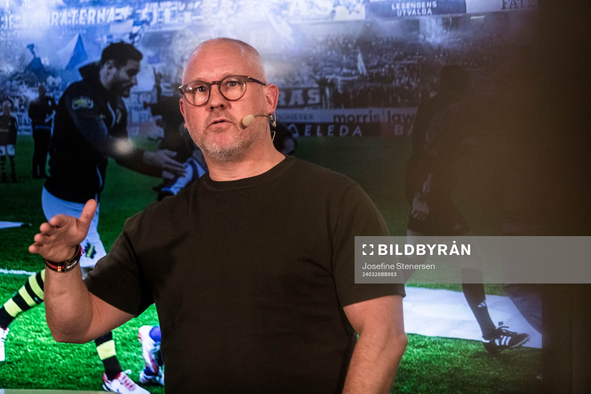 Robert Laul, fotbollskrönikör på Göteborgs-Posten deltar i en debatt anordnad utav Svenska Sportjournalistförbundet den 26 mars 2024 i Stockholm.