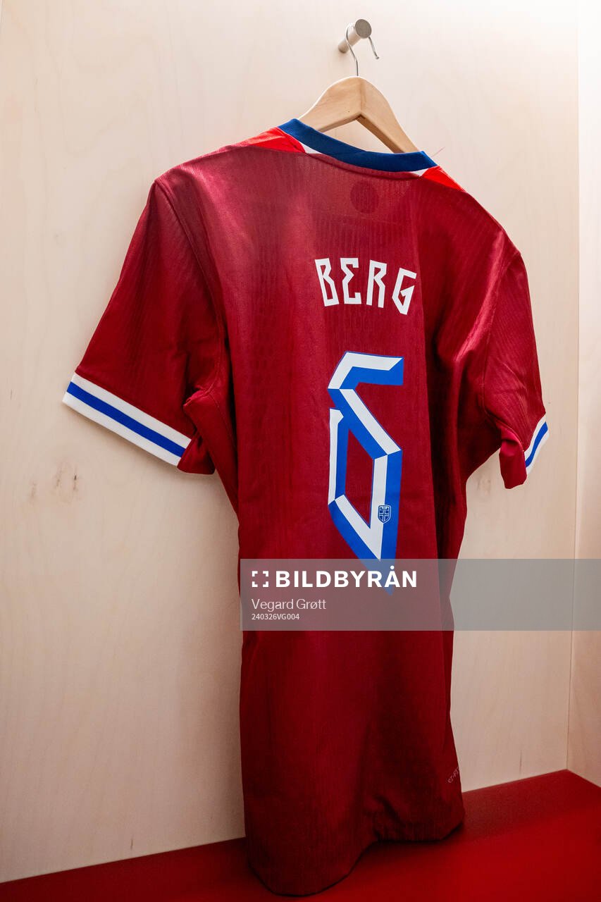 The kit of Patrick Berg of Norway in the dressing room