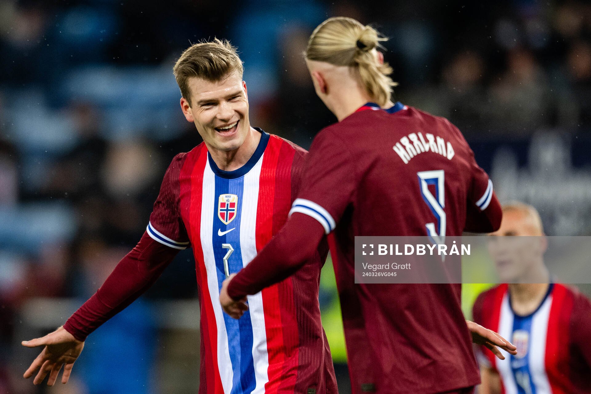 Alexander Sørloth and Erling Braut Haaland of Norway