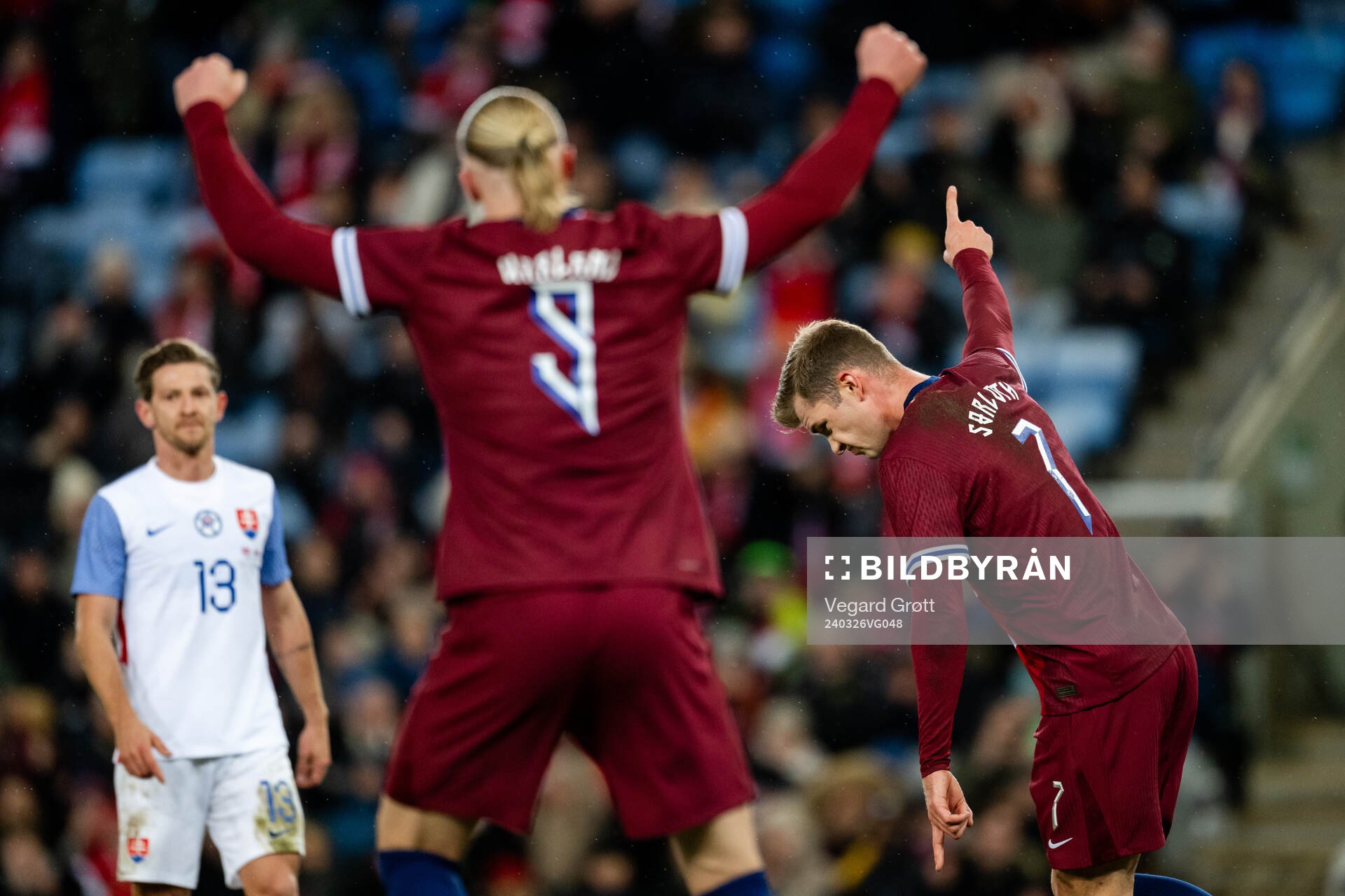Alexander Sørloth and Erling Braut Haaland of Norway