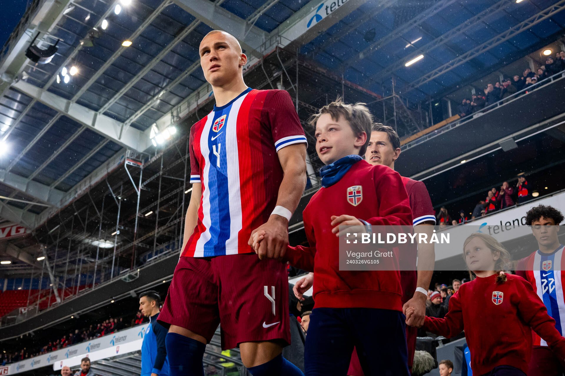 Leo Østigård of Norway enters the pitch