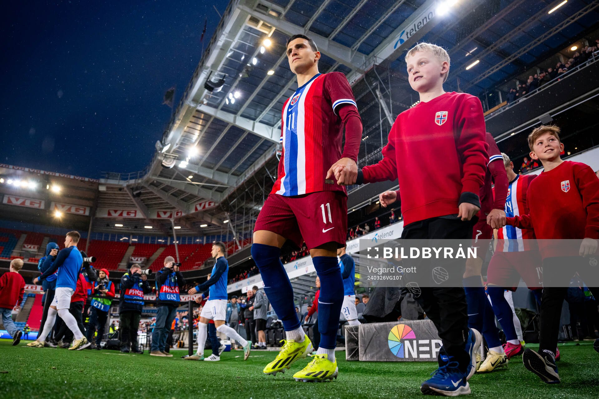 Mohamed Elyounoussi of Norway enters the pitch