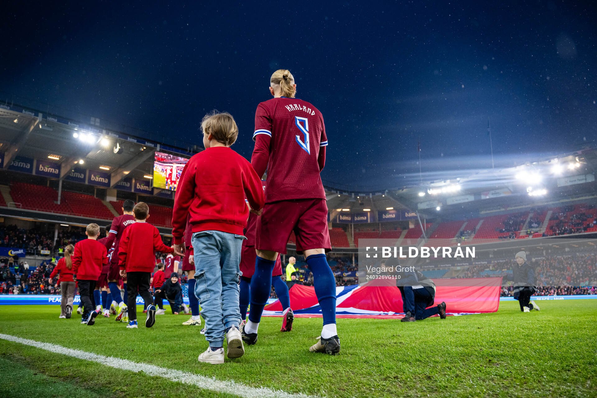 Erling Braut Haaland of Norway enters the pitch