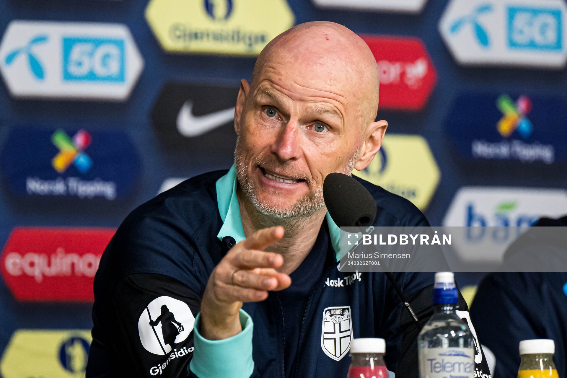 Ståle Solbakken, head coach of Norway, during a press conference after the international friendly football match between Norway and Slovakia on March 26, 2024 in Oslo.