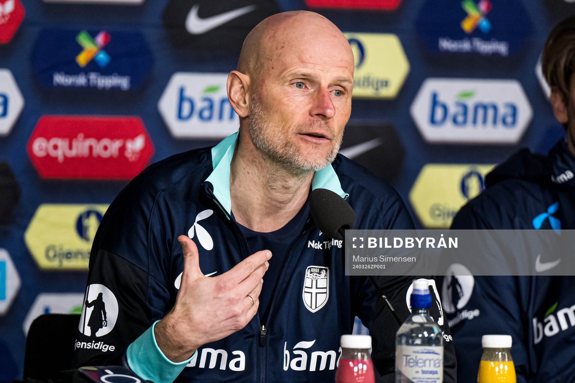 Ståle Solbakken, head coach of Norway, during a press conference after the international friendly football match between Norway and Slovakia on March 26, 2024 in Oslo.