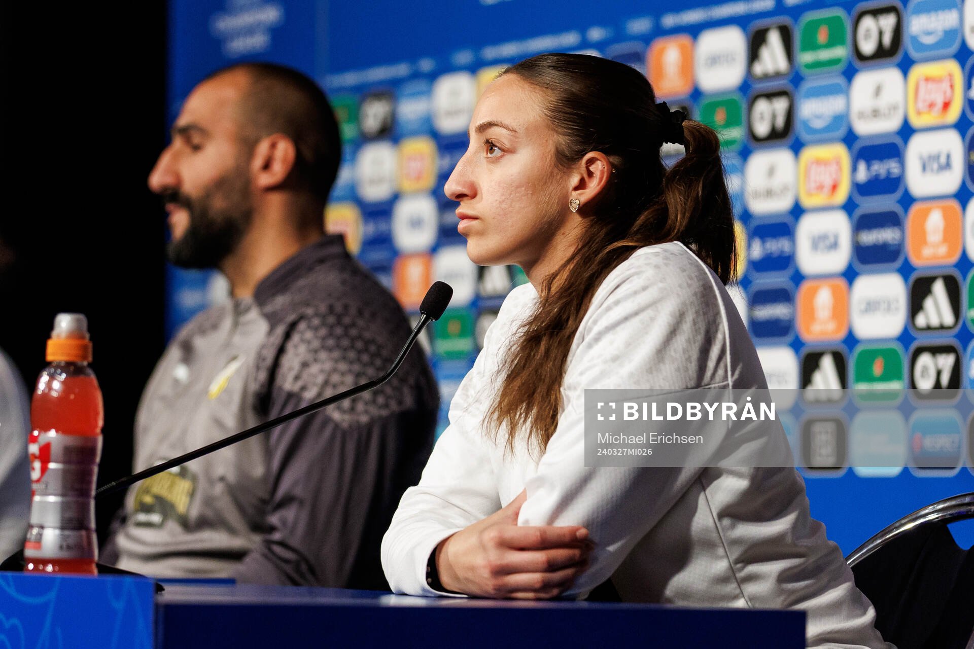 Rusul Rosa Kafaji of Häcken at a press conference