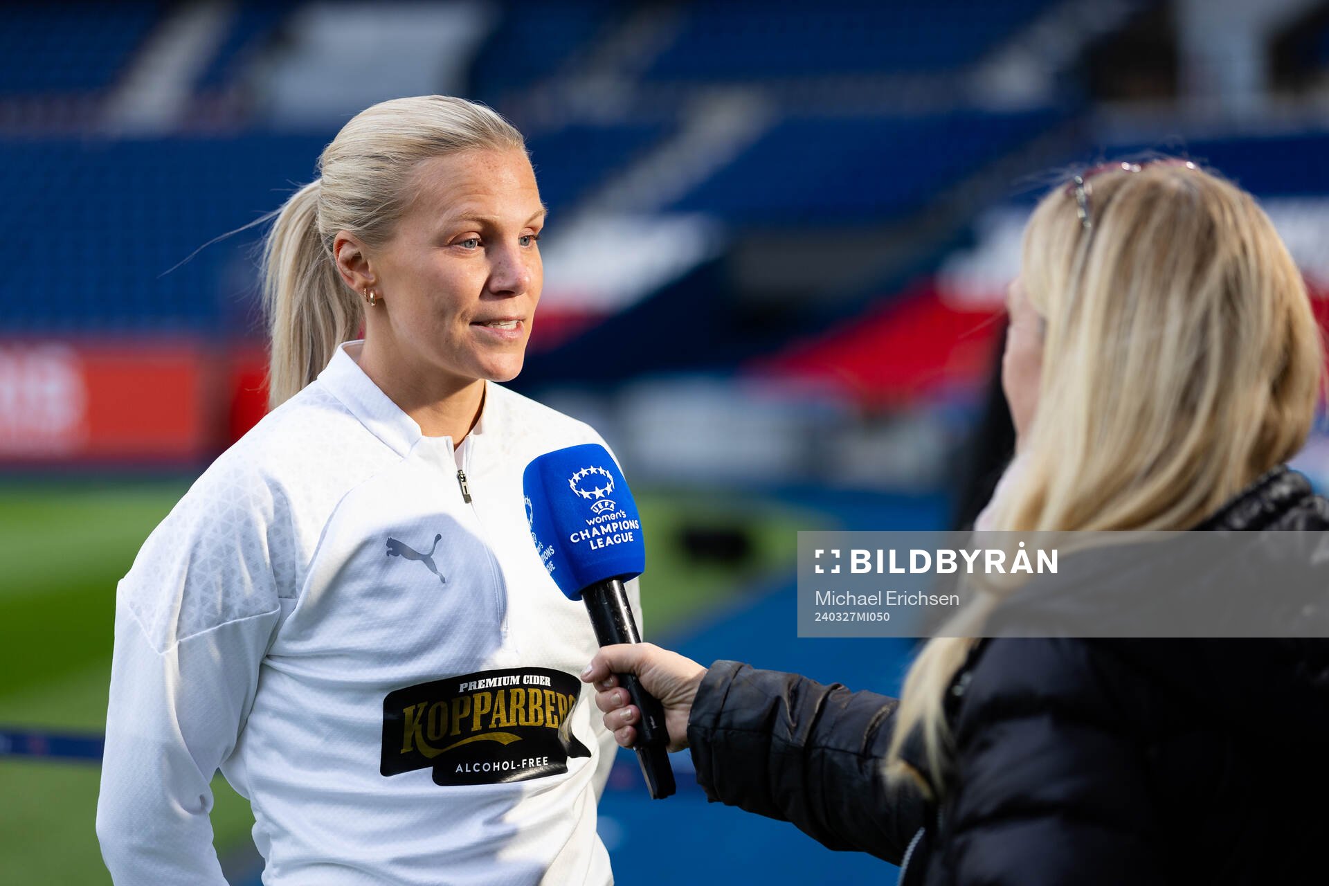 Josefine Rybrink of Häcken is interviewed