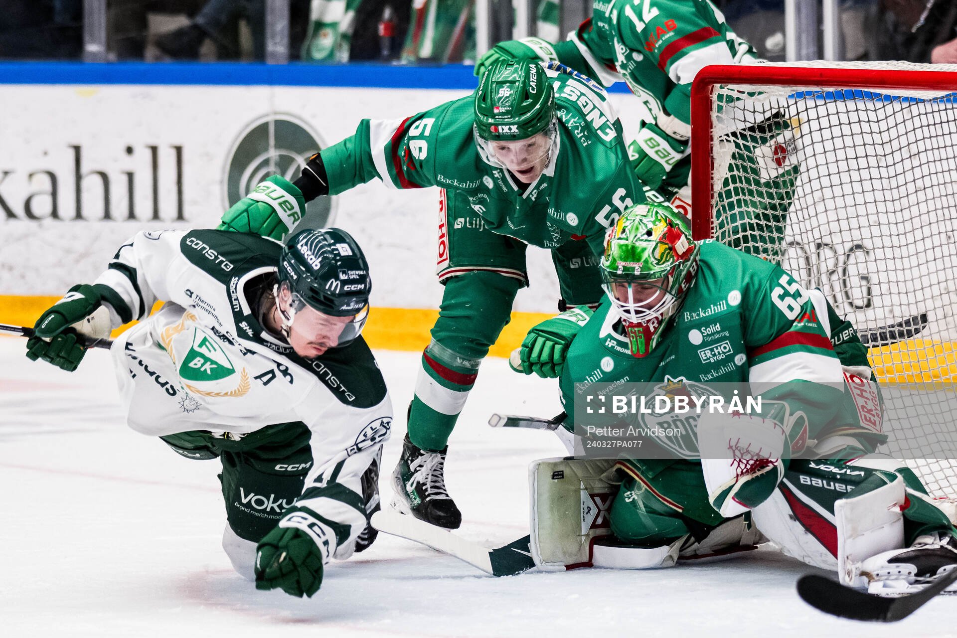 Färjestads Joakim Nygård och Rögles Adam Engström och