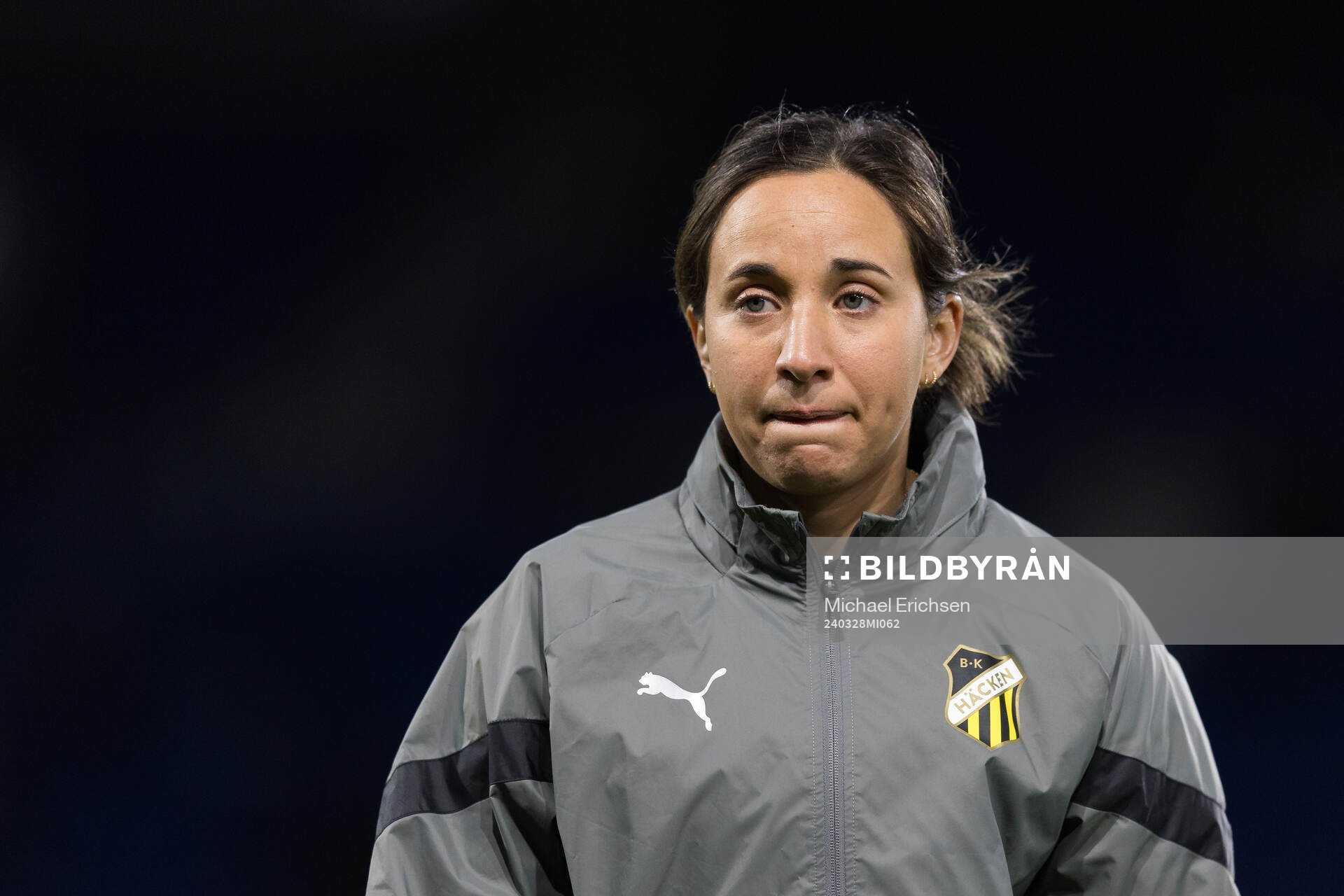 Assistant coach Bri Campos ahead of the UEFA Women's Champions League football match quarterfinal two between Paris Saint Germain and Häcken on March 28, 2024 in Paris.